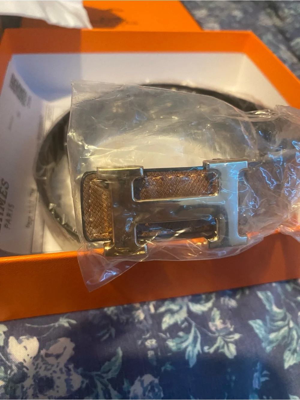 Hermes Men's Tan Leather Belt with Gold H Buckle